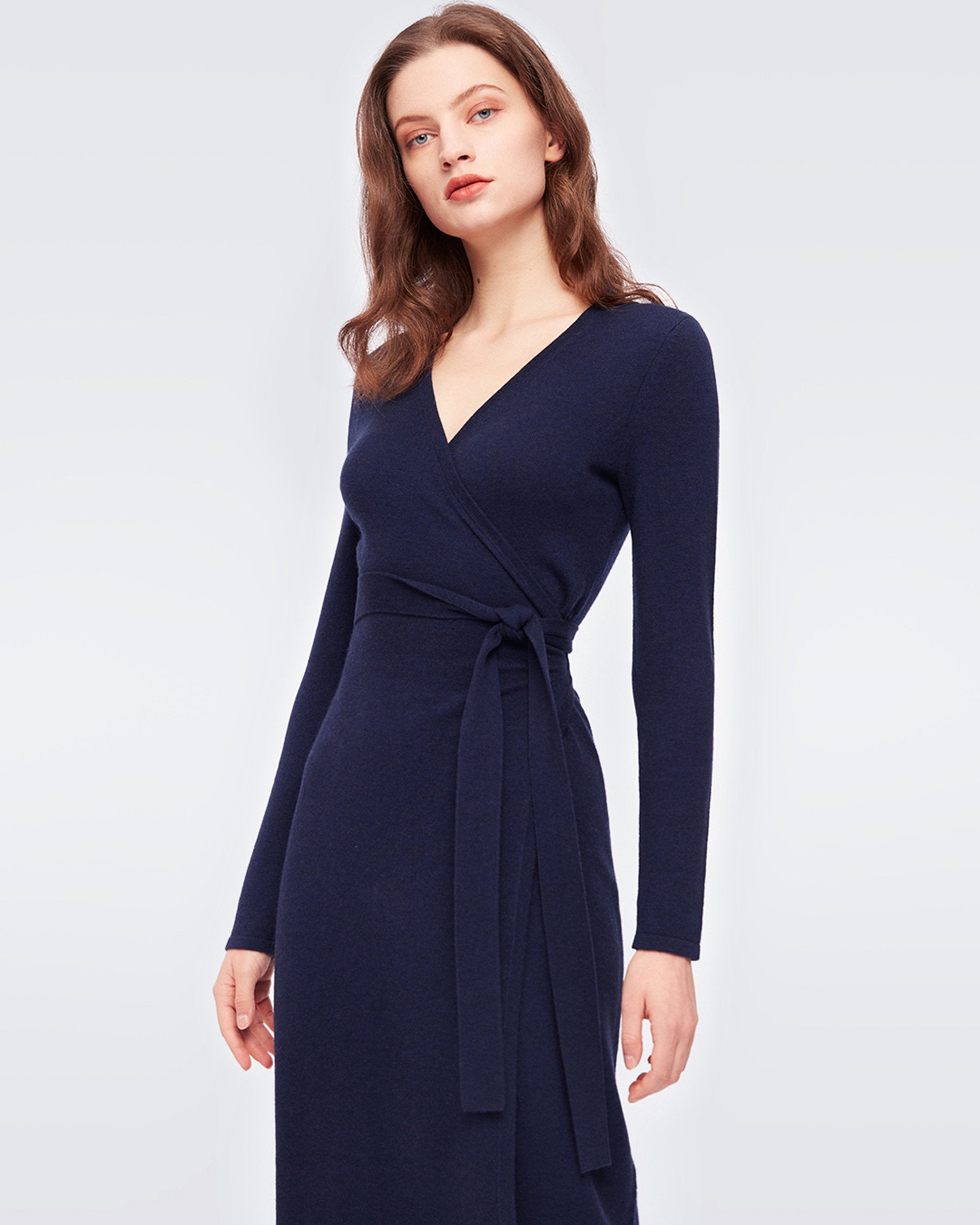 Astrid Midi Wrap Dress in Cashmere ...